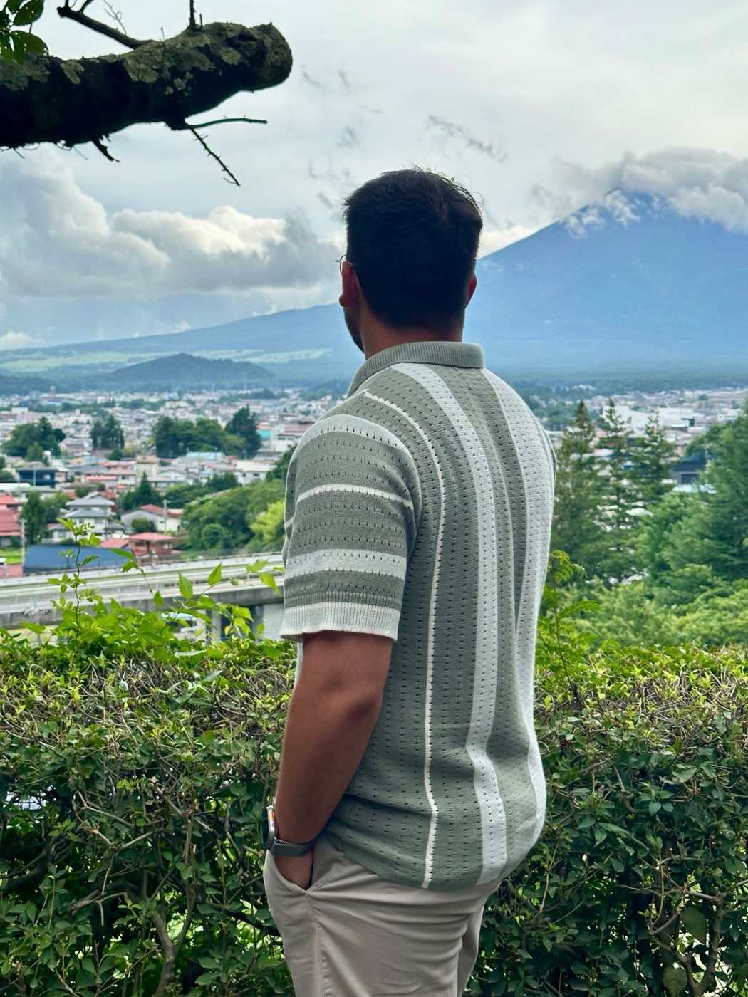 Bryan looking out over Fujiyoshida toward Mount Fuji
